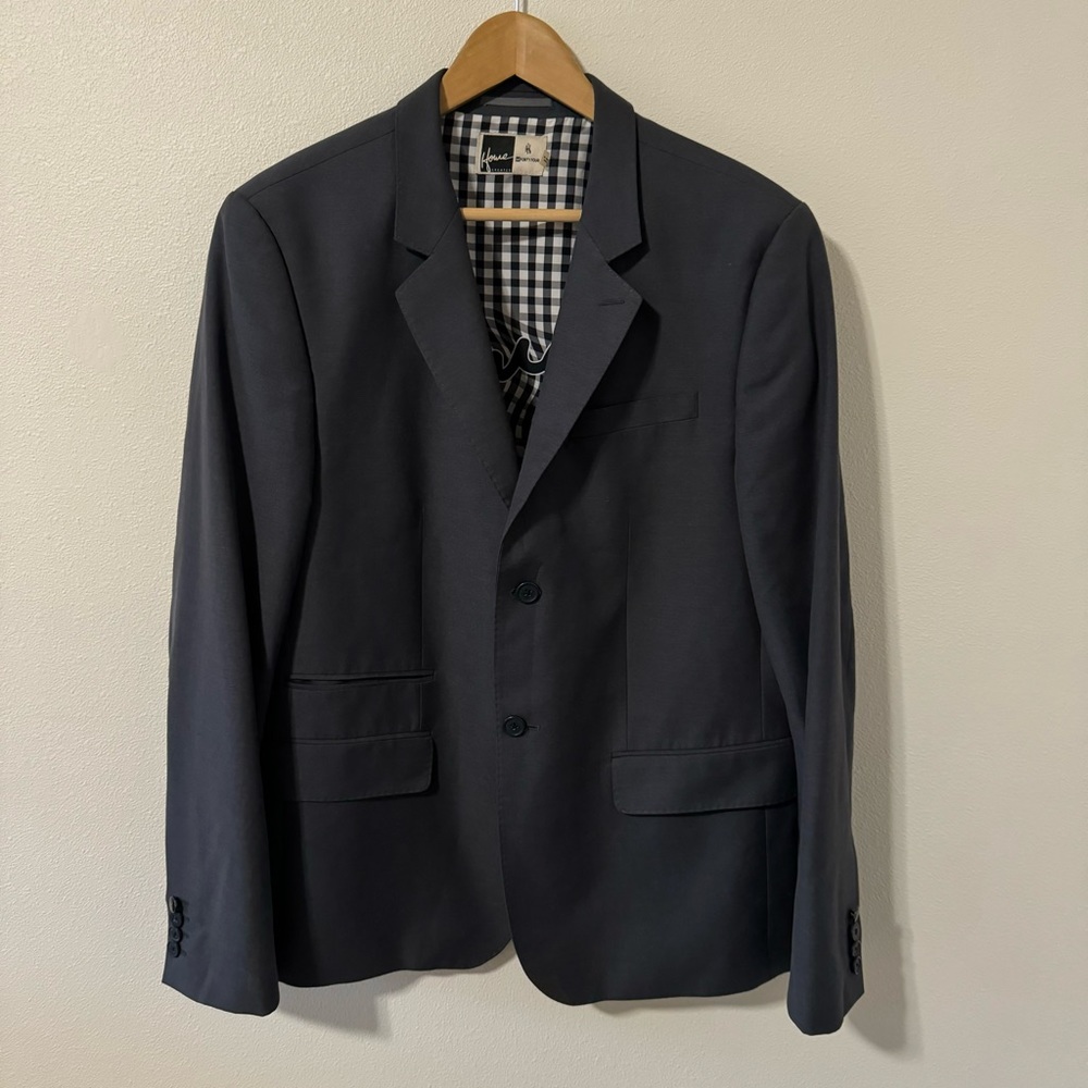 Howe Classic Gray Sports Blazer Contrast Gingham Lining NWOT-44